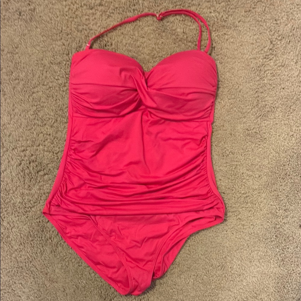 Anne Cole Pink One Piece Swimsuit with Halter Straps